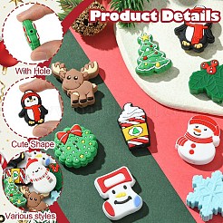 10個 10スタイル クリスマス 食品グレード 環境に優しいシリコンフォーカルビーズ  混合図形  26~32x18~31.5x7~9.5mm  穴：2~3mm  1個/スタイル&nbsp;SIL-YW0001-30