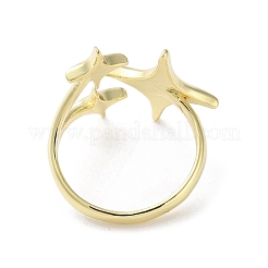 女性用真鍮スターオープンカフリング  ゴールドカラー  usサイズ8 1/2(18.5mm)&nbsp;RJEW-A042-01B