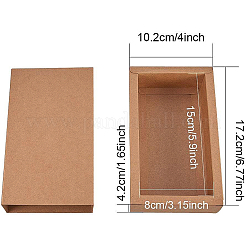 クラフト紙の折りたたみボックス  引き出しボックス  長方形  バリーウッド  17.2x10.2x4.2cm  16個/セット&nbsp;CON-BC0004-32D-A