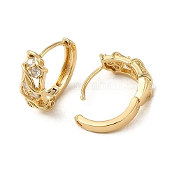 Brass Micro Pave Cubic Zirconia Hoop Earring&nbsp;EJEW-L271-19KCG-03
