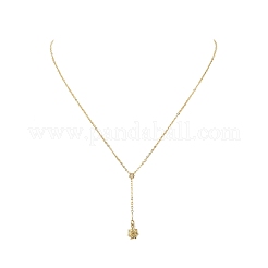 Brass Sun Pendant Lariat Necklace with Cable Chains for Women&nbsp;NJEW-JN04141