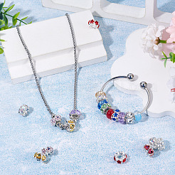 8個 2スタイル 合金ラインストーン ヨーロピアンビーズ  大穴ビーズ  ミックスカラー  15x8mm  穴：5.5mm  4個/スタイル&nbsp;FIND-TA0010-84