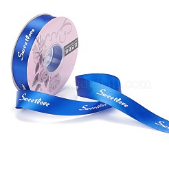 ポリエステルグログランリボン  単語甘い愛と  ギフトラッピングパーティー用  ブルー  1インチ（25mm）  45 m /ロール&nbsp;SRIB-H039-A02
