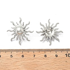 304ステンレススチールスタッドピアス  太陽  ラインストーン付き  ステンレス鋼色  25x25mm&nbsp;EJEW-D319-11P
