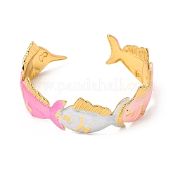 Ocean 304 Stainless Steel Enamel Fish Open Cuff Bangles for Women&nbsp;SA-CBA1A30-02A-G