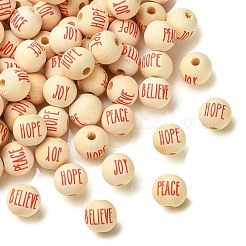 80Pcs 4 Styles Printed Wood Beads&nbsp;WOOD-CJ0002-70