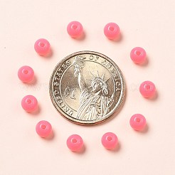 蛍光アクリルビーズ  ラウンド  ショッキングピンク  6mm  穴：1.5mm  約708個/92g&nbsp;LS-MACR-R517-6mm-04