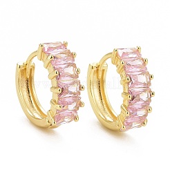 Cubic Zirconia Rectangle Hoop Earrings&nbsp;EJEW-G288-02G