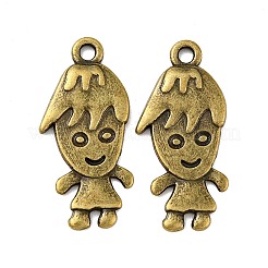 合金のチベット風チャーム  鉛フリー及びカドミウムフリー  男の子  アンティークブロンズ  27x13x1.5mm  穴：2mm&nbsp;TIBEP-EA13550Y-AB-LF