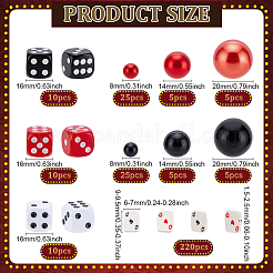 ビーズキット  70個6スタイルのABSプラスチック模造パールビーズが含まれています  30色の不透明アクリルサイコロ3個  手作りポリマー粘土ミニトランプ220枚  ミックスカラー  7.5~20mm&nbsp;FIND-ME0002-36