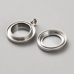 Stainless Steel Glass Photo Living Memory Floating Locket Pendants&nbsp;STAS-WH0033-59A