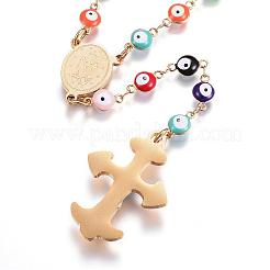 Handmade Rosary Bead Necklaces&nbsp;NJEW-H428-02G