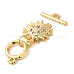 Brass Micro Pave Clear Cubic Zirconia Toggle Clasps&nbsp;KK-N254-78G