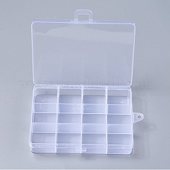 プラスチックビーズ収納ケース  12のコンパートメント  長方形  透明  13x10x2.2cm  穴：0.5のCM&nbsp;CON-R008-03