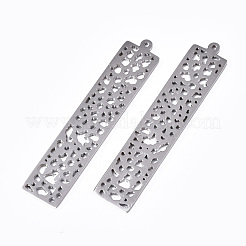 変色しにくい304ステンレススチールペンダント  レーザー切断  長方形  ステンレス鋼色  37x7x1mm  穴：0.8mm&nbsp;STAS-S116-012P