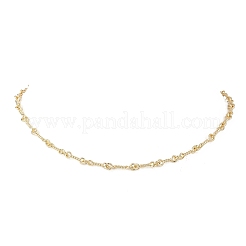 4mmの真鍮ツイストリンクバーチェーンネックレス（女性用）  ゴールドカラー  15.55インチ（39.5cm）&nbsp;NJEW-JN05517
