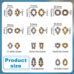 44個22スタイルの合金カボション  ネイルアートの装飾の付属品  混合図形  10~15.5x7.5~11x1.5~2mm  2個/スタイル&nbsp;FIND-OC0004-12