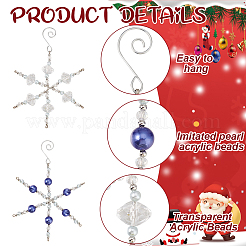 6Pcs 2 Styles Snowflake Glass Pendant Decoration&nbsp;HJEW-GO00048