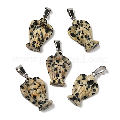 天然ダルメシアンジャスパーペンダント  201ステンレススチール製金具付き  天使  24~25x15~16x7~8mm  穴：5x7mm&nbsp;G-B127-10P-10