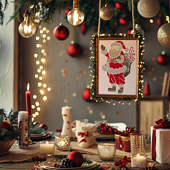 クリスマスペット用くり抜き絵用ステンシル1枚  DIYスクラップブック用  フォトアルバム  アートペイントブラシ1本付き  サンタクロース  297x210mm&nbsp;DIY-MA0006-13