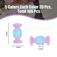 100Pcs 5 Colors Translucent Resin Cabochons with Gold Foil&nbsp;RESI-HY0001-24