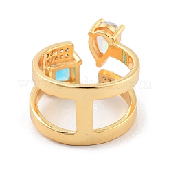 Brass with Cubic Zirconia Open Cuff Rings&nbsp;RJEW-B053-02