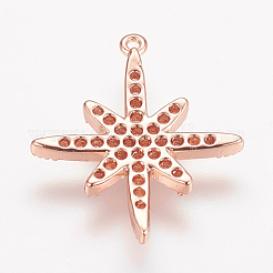 真鍮製マイクロパヴェキュービックジルコニアペンダント  スター  ローズゴールド  19x16x2mm  穴：1mm&nbsp;ZIRC-P060-06RG