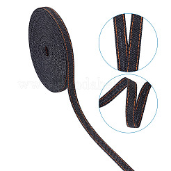 ステッチデニムリボン  服飾材料  DIYクラフトヘアクリップアクセサリーと縫製装飾用  ブラック  1cm  10 M /袋&nbsp;OCOR-TAC0009-04A-04