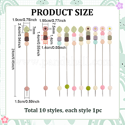 10Pcs 10 Styles Silicone Bead with Stainless Steel Knitting Needles&nbsp;AJEW-PH01709