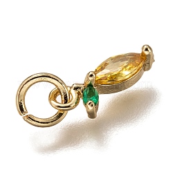 Brass Micro Pave Gold & Green Cubic Zirconia Charms&nbsp;ZIRC-I051-07G
