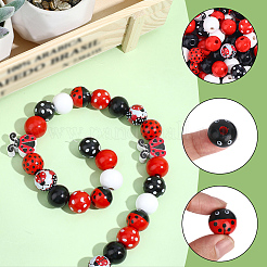 130Pcs Printed Wood Beads&nbsp;WOOD-PA0001-40