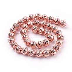 Electroplated Natural Lava Rock Bead Strands&nbsp;G-E429-01-12mm