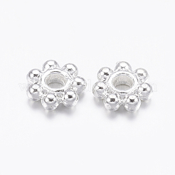 チベットスタイル合金デイジースペーサービーズ  花  カドミウムフリー＆ニッケルフリー＆鉛フリー  銀  4.5x1.5mm  穴：1mm  約343~348個/50g&nbsp;X-TIBEB-S039-047S-NR