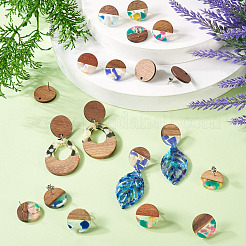 Walnut Wood Flat Round Stud Earrings&nbsp;MAK-TA0001-24