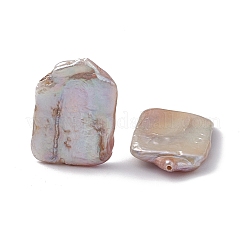 バロック天然ケシパールビーズ  長方形  貝殻色  21~22x14.5~15.5x3~5mm  穴：1mm&nbsp;PEAR-N020-K05