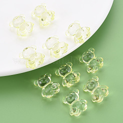 透明なアクリルビーズ  水平穴  クマ  きいろ  18.5x15.5x11mm  穴：2.5mm  約320個/500g&nbsp;MACR-S373-80-B02