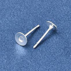 真鍮製スタッドピアスパーツ  鉛フリー＆カドミウムフリー＆ニッケルフリー  銀  10.5mm  ピン：0.6mm  トレイのサイズ：5mm&nbsp;KK-CBA1A60-18S