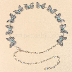 Alloy Pave Synthetic Turquoise Butterfly Link Waist Body Chains&nbsp;WG9C27F-01