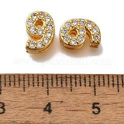 Rack Plating Number Brass Micro Pave Clear Cubic Zirconia Silde Charms&nbsp;KK-A231-13J