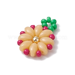 8色のシードビーズビーズチャーム8個  花のペンダント  ミックスカラー  17x13x4mm  穴：1.3mm  1pc /カラー&nbsp;PALLOY-MZ00369