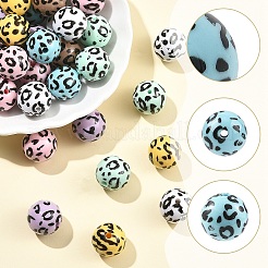 35Pcs 7 Colors Printed Opaque Acrylic Beads&nbsp;OACR-YW0004-51