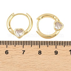ハートブラスマイクロパヴェクリアキュービックジルコニアフープピアス  18KGP本金メッキ  17x16x3.5mm&nbsp;EJEW-D348-13G