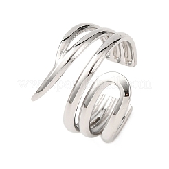 Irregular Line 304 Stainless Steel Cuff Open Rings&nbsp;RJEW-P191-16P