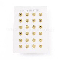 ラインストーン クローバー スタッド イヤリング  女性用ゴールデン 304 ステンレススチール ジュエリー  カプリブルー  8.5x7mm  ピン：0.8mm&nbsp;EJEW-P212-24G-02