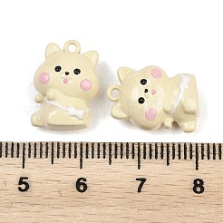 合金エナメルチャーム  犬のチャーム  ベージュ  16x11.5x7mm  穴：1.2mm&nbsp;ENAM-K086-04