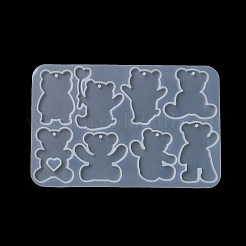 クマのDIYペンダントシルエットシリコンモールド  レジン型  UVレジン用  エポキシ樹脂工芸品作り  90x138x4mm  穴：1.8mm  内径：34~44x28~38mm&nbsp;SIL-F010-02
