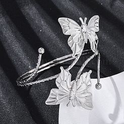 Butterfly Alloy Arm Cuff Bangles for Girl Women&nbsp;LS-AJEW-A063-01H-P