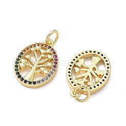 Brass Micro Pave Cubic Zirconia Pendants&nbsp;KK-F930-11G