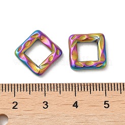 イオンプレーティング（IP）304ステンレススチールリンク  角型コネクタ  ハンマー  虹色  12.5x12.5x2.8mm  内径：6.5x6.5mm&nbsp;STAS-K267-06RC