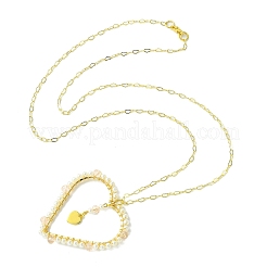 Glass & Plastic Imitation Pearl Love Heart Pendant Necklaces&nbsp;NJEW-JN04988